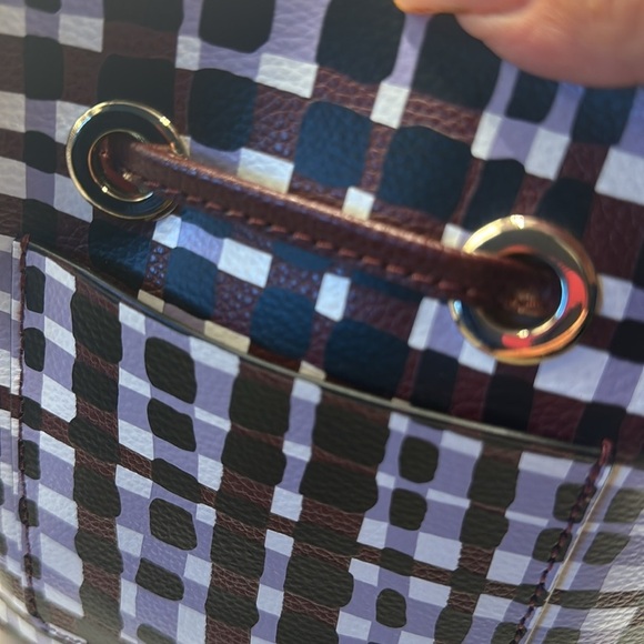 Kate Spade Eva Bucket small crossbody  Bag Purple Multi plaid - Picture 12 of 15